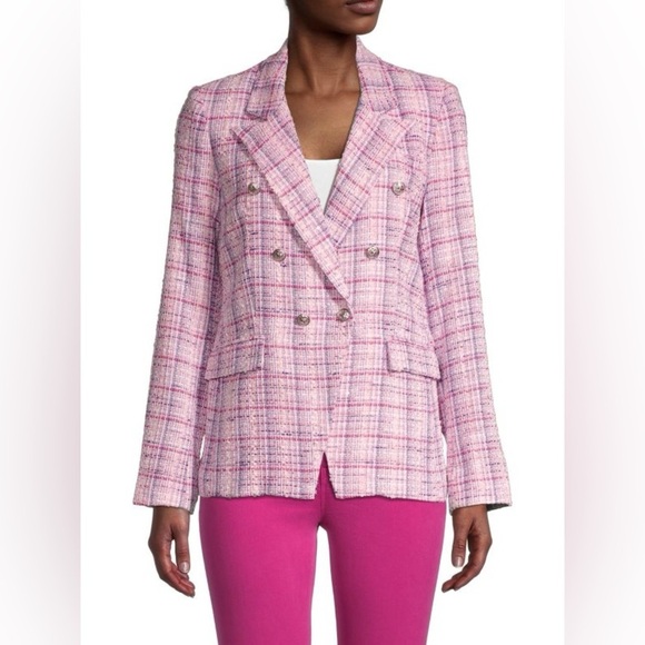 Generation Love Alexa Tweed Double Breasted Blazer Pink Blue - Picture 9 of 10